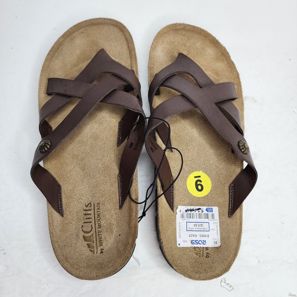 Cliffs by White Mountain Banksy Sandals Womens 9 Brown Strappy Slide Comfort - Picture 4 of 8